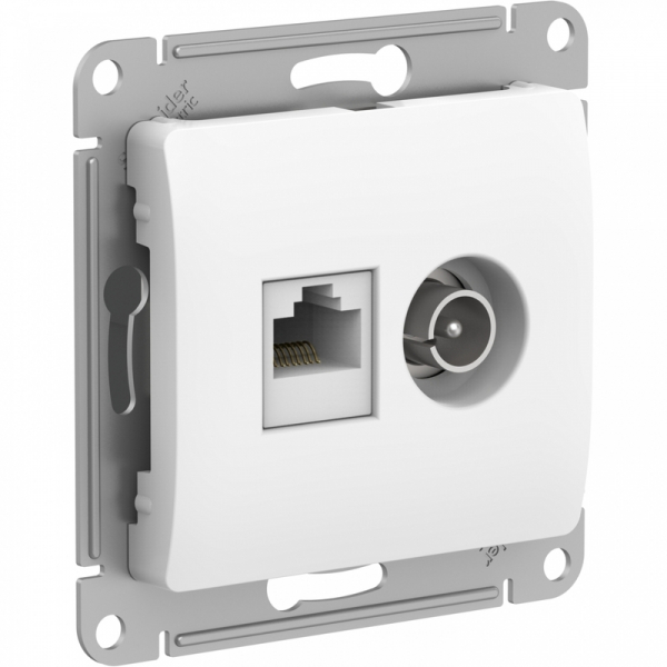 Механизм розетки компьютерной + ТВ 2-м GLOSSA RJ45 кат. 5Е бел. SchE