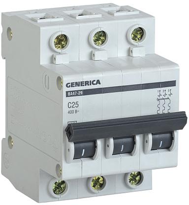 Выключатель автоматический модульный 3п C 25А 4.5кА ВА47-29 GENERICA IEK