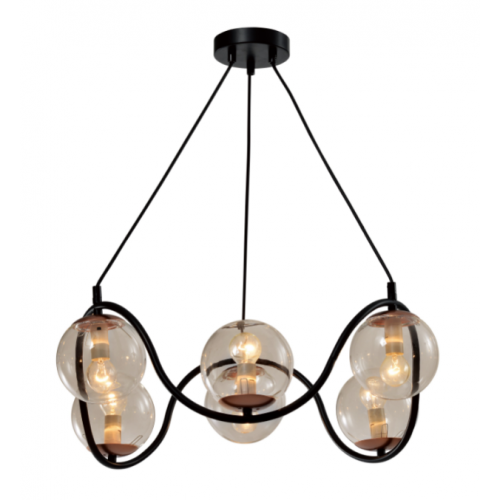 Люстра Rivoli Apollo 4073-206 6 х E14 40 Вт дизайн черный/медь