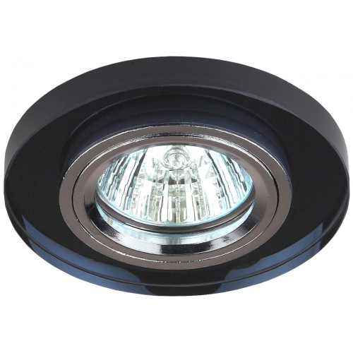 Светильник DK7 CH/BK ЭРА декор стекло круглое MR16,12V/220V, 50W, хром/черный