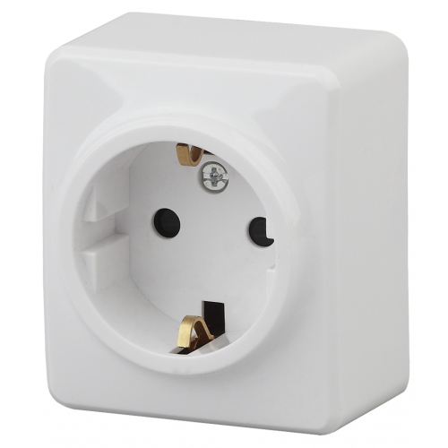 Розетка 2P+E Schuko, 16A-250В, IP20, ОУ, Эра Эксперт, белый 11-2203-01 ЭРА 