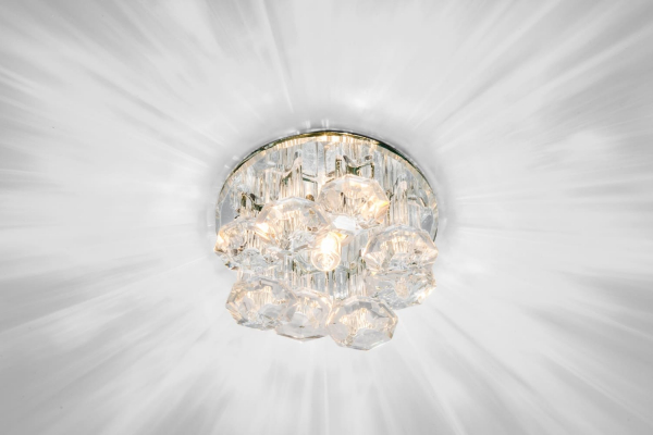 *Светильник потолочный с диодной подсветкой ограненное стекло прозрачный CRYSTAL LED 16 MR16