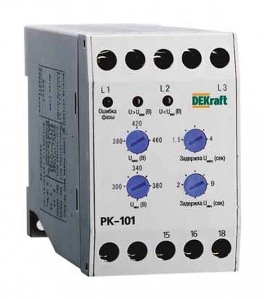 Реле контроля фаз 380В тип01 серии РК-101 DEKraft