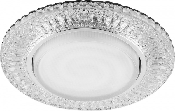 Светильник встраиваемый с белой LED подсветкой Feron CD4022 GX53 прозрачный хром 20LED*2835 SMD 