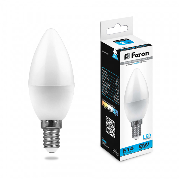 Лампа светодиодная Feron LB-570 Свеча E14 9W 6400K