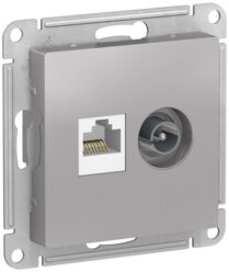 Механизм розетки компьютерной 2-м AtlasDesign RJ45 кат.5E+TV алюм. SchE