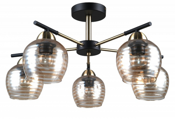 Люстра на штанге Escada 1123/5P 5*E27 580*580*300мм Antique brass/Black