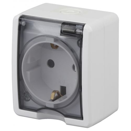 Розетка 2P+E IP54, шторки, 16A-250В, ОУ, белый 11-2402-01 Эксперт ЭРА