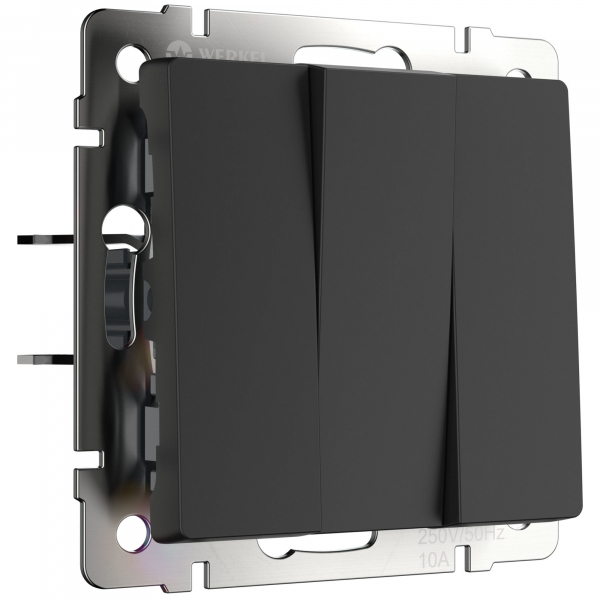 Выключатель 3-кл черный матовый WL08-SW-3G WERKEL W1130008