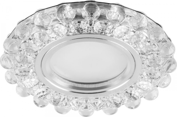 *Светильник встраиваемый с белой LED подсветкой Feron CD909 MR16 G5.3 прозр, хром, 15LED*2835 4000K