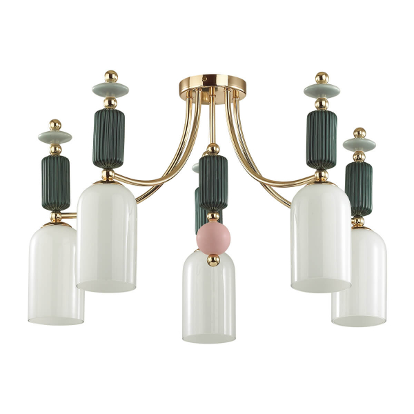 Потолочная люстра Odeon Light Classic Candy 4861/5C 5*E14 золото,разноцв,керамика,стекло