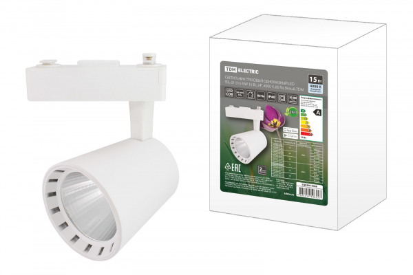 Светильник трековый однофазный LED TRL-01-015-NW 15Вт 24* 4000К 80Ra белый TDM