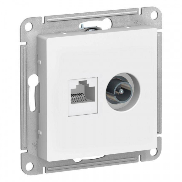 Механизм розетки 2-м ATLAS DESIGN комп. RJ45 кат.5E+TV бел. SchE