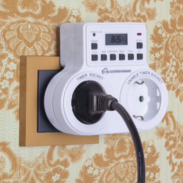 Розетка-таймер Elektrostandard TMH-E-5 16A x2 IP20 белый