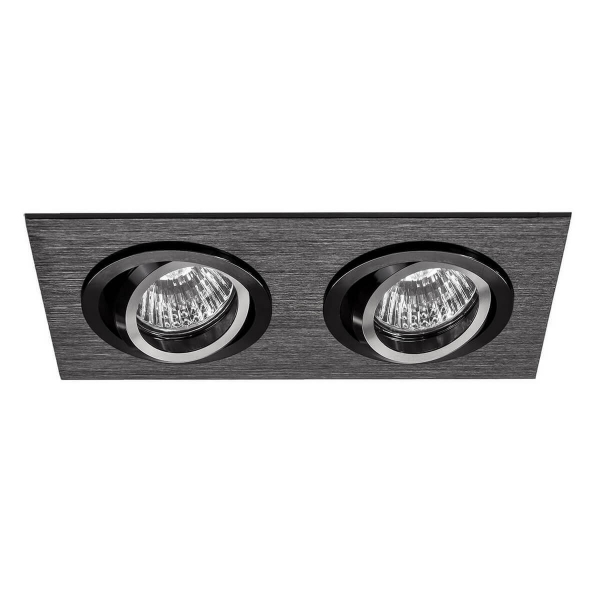 Встраиваемый светильник Lightstar Singo X2 МR16/HP16 ЧЕРНЫЙ (в комплекте)
