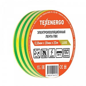 Изолента ПВХ желто-зеленая LUXE (0.18мм х 18мм х 20м) Техэнерго
