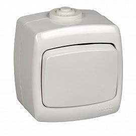 Переключатель проходной 1-кл. ОП Рондо 6А IP44 250В бел. SchE