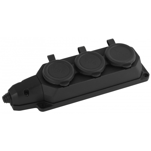 Колодка каучуковая с/з 3гн 16A IP44 черная K-3e-B-IP44 ЭРА