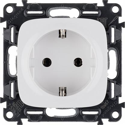Механизм розетки 1-м СП Valena Allure 16А IP2X 250В 2P+E безвинт. клеммы с лицев. панелью бел. Leg