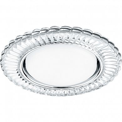 Светильник встраиваемый с белой LED подсветкой Feron CD4044 GX53 прозрачный, хром, 20LED*2835 4000K