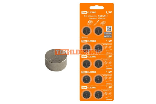Элемент питания AG13/LR44 Alkaline 1,5V BP-10 TDM