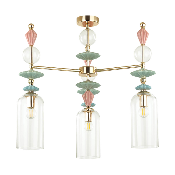 Люстра потолочная Odeon Light Classic Bizet 3*E14 ODL_EX21 65 золото/разноцветн./керамика/стекло