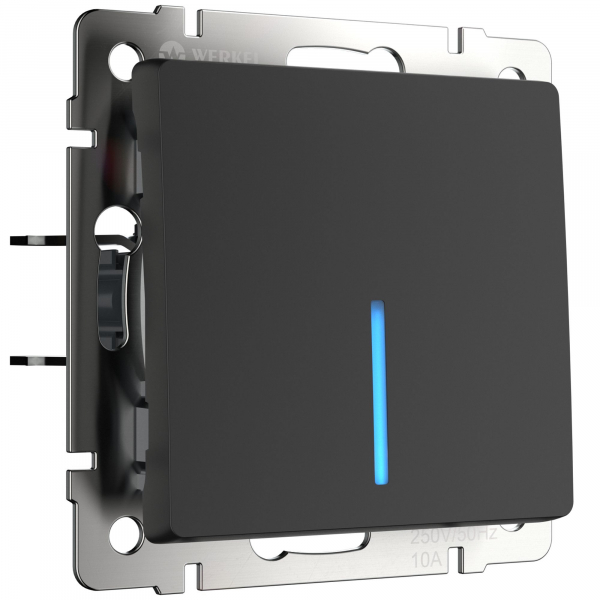 Выключатель проходной 1-кл с подс. черный матовый WERKEL WL08-SW-1G-2W-LED