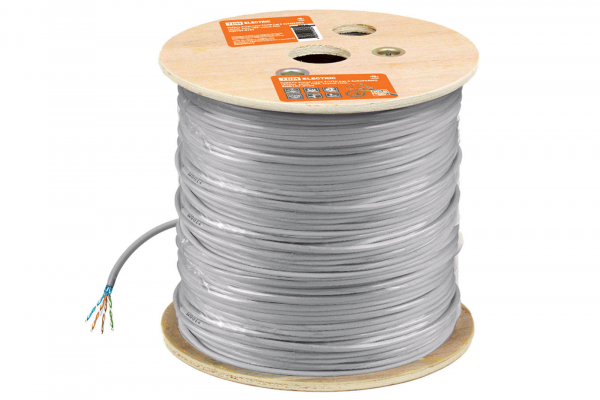 Кабель витая пара F/UTP Cat 6 4х2х23AWG (305м) solid, ПВХ, серый TDM НЕ ИСП