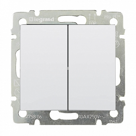 Механизм выключателя 2-кл. СП Valena 10А IP31 250В бел. Legrand