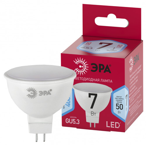 Лампа светодиодная Эра RED LINE LED MR16-7W-840-GU5.3 R GU5.3 R (софит, 7Вт, нейтр., белый свет)