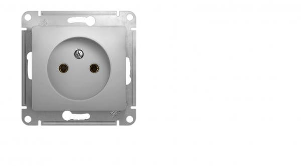 Механизм розетки 1-м СП Glossa 16А IP20 без заземл. алюм. SchE