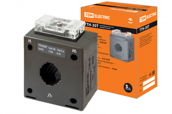 Трансформатор тока измерительный ТТН 30Т /150/5-5VA/0,5-P TDM