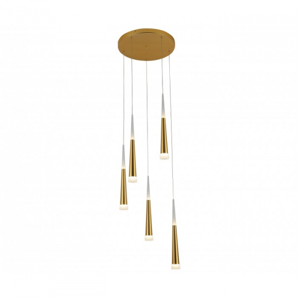 Подвесная светодиодная люстра Kink Light Рэй 6114-5A,33 D400 H1500 LED 35W 4000K золото