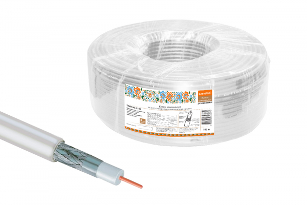 Кабель коаксиальный RG 6 CCS (1уп-100м) для внутр.прокладки, белый Народный