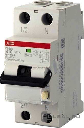 Выключатель автоматический дифференциального тока DS201 C10 AC30 10А 30мА ABB