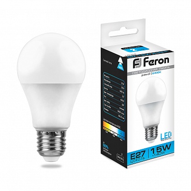 Лампа светодиодная Feron LB-94 A60 Шар E27 15W 6400K