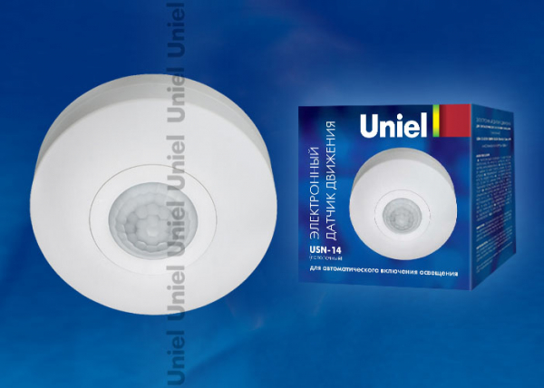 Датчик движения потолочный USN-14-360R-1200W-3LUX-6M-0,6-1,5m/s-WH Uniel