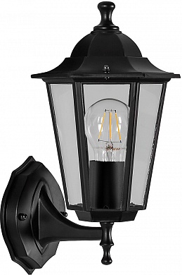 Светильник садово-парковый Feron 6101 шестигранный на стену вверх 60W E27 230V черный
