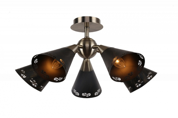 *Люстра на штанге Escada 595/5P 5*E14 550*550*240мм Brass/Black