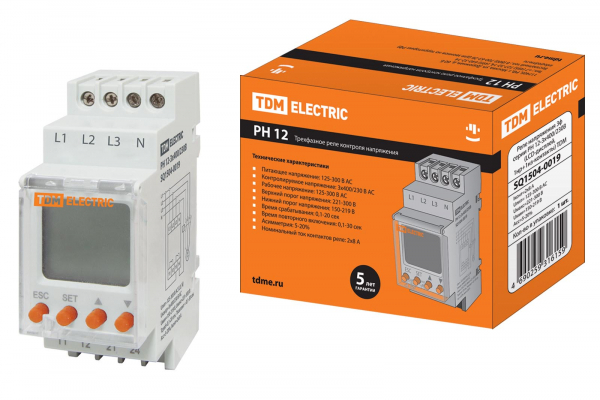 Реле напряжения 3ф серии РН 12-3х400/230В (LCD-дисплей) TDM