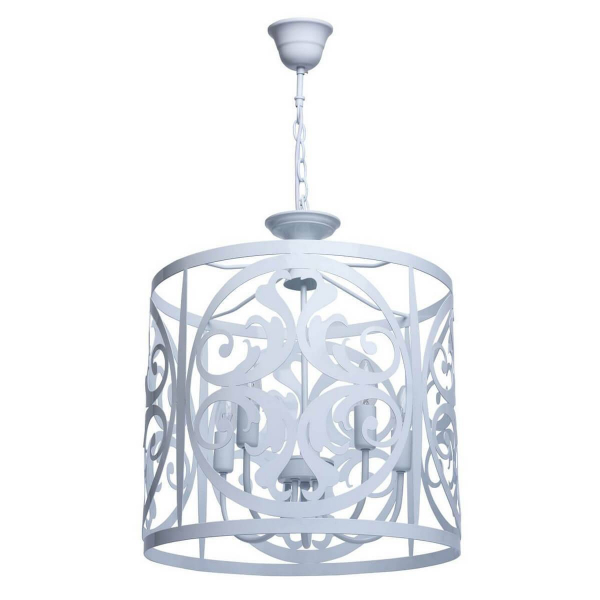 Подвесная люстра MW-Light Замок 11 5*E14 D450 H1300/1900 белая, узор