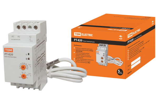 *Реле температуры РТ-820 (-5+40С, 24-240В AC/DC с дaтч IP67) TDM