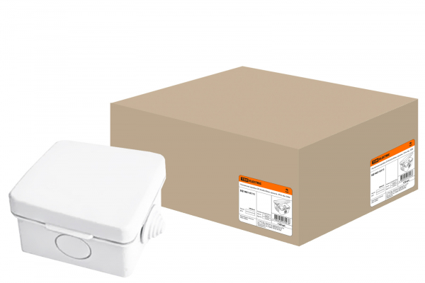 Коробка распаячная ОП 65х65х50мм, крышка,  IP54, 4вх. TDM