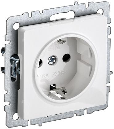 Розетка с заземлением без защитных шторок BRITE 16А РС11-1-0-БрБ белый IEK