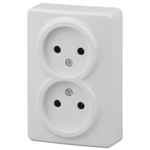 Розетка 2х2P, 16A-250В, IP20, ОУ, Эра Эксперт, белый 11-2202-01 ЭРА