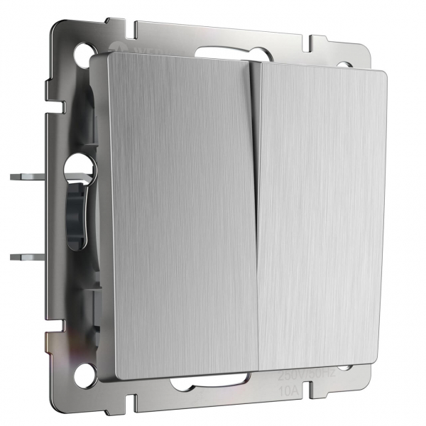 Выключатель 2-кл серебряный рифленый WL09-SW-2G / W1120009 WERKEL a051355