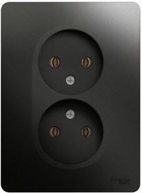 Розетка 2-м СП Glossa 16А IP20 без заземл. в сборе антрацит SchE