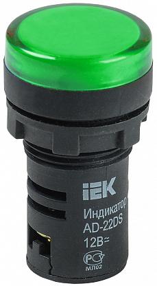 Лампа сигнальная зеленая AD-22 DS LED 230-240В для крепления на панели IP44 IEK