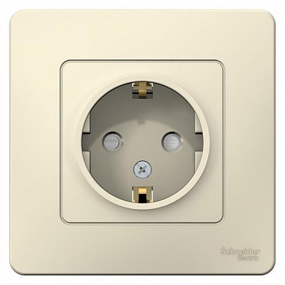 Розетка 1-м СП Blanca 16А IP20 250В с заземл. защ. шторки молоч. SchE