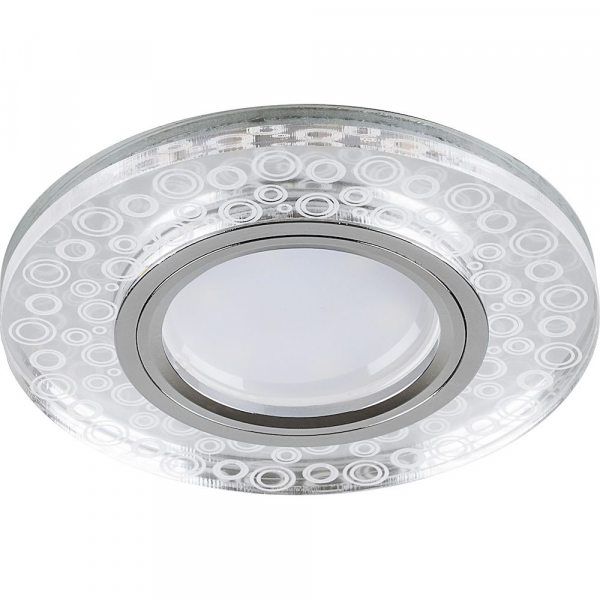 Свет-к встр. Feron CD961 потолоч. MR16 G5.3, прозрачный хром, с LED подсветкой 15LED*2835 SMD 4000K